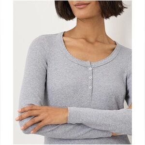 PACT Organic Dream Rib Slim Henley in Heather Grey Women’s Size S